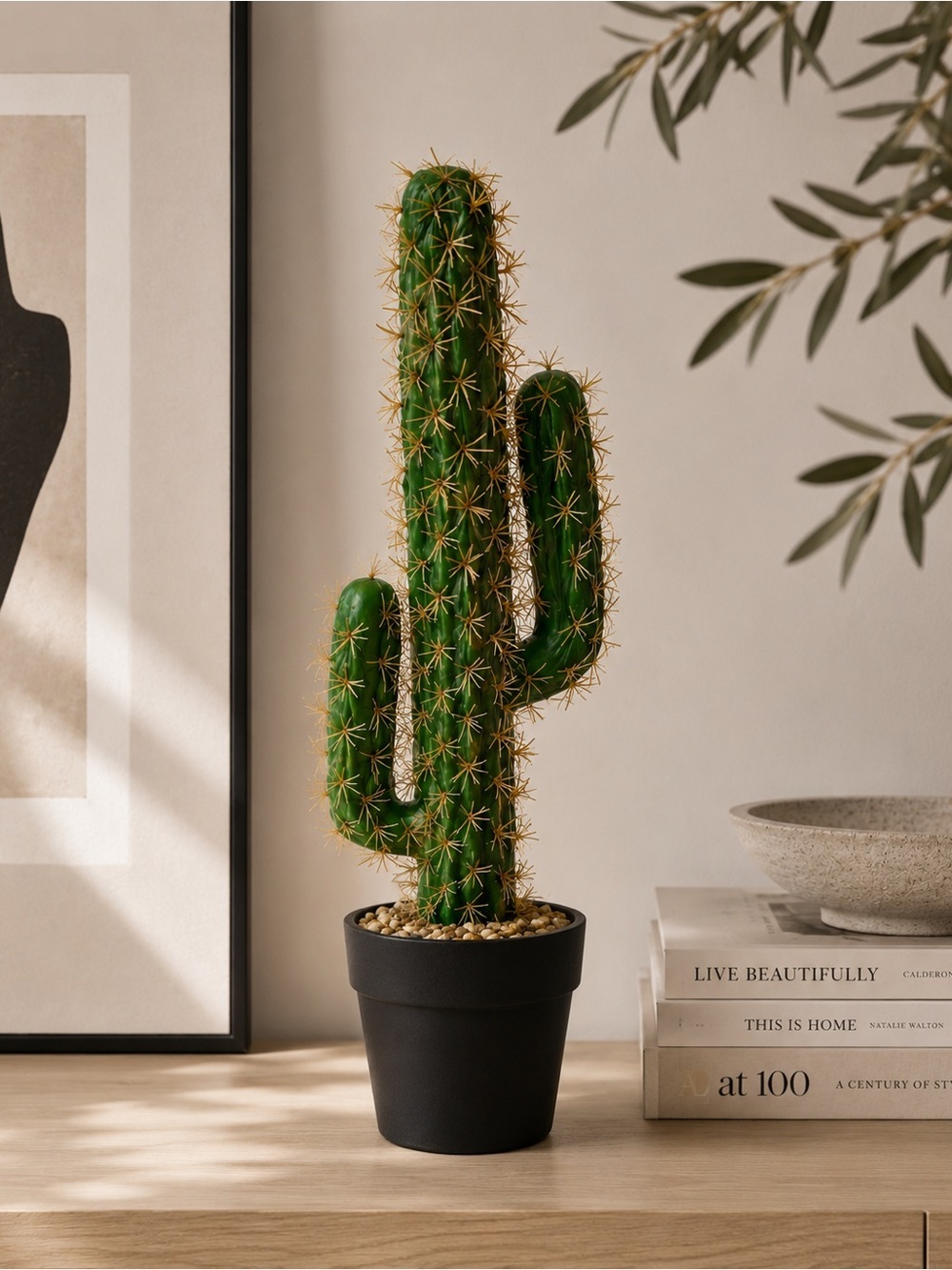 Artificial Saguaro Cactus in Pot – 12" Faux Succulent